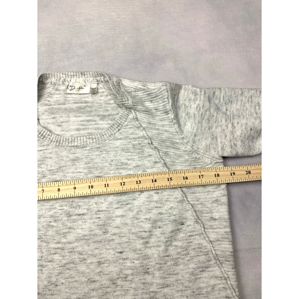 RD Style Womens Gray Space Dye Crew Neck Sweater Curved Hem 70S1174SF Medium - Picture 3 of 6